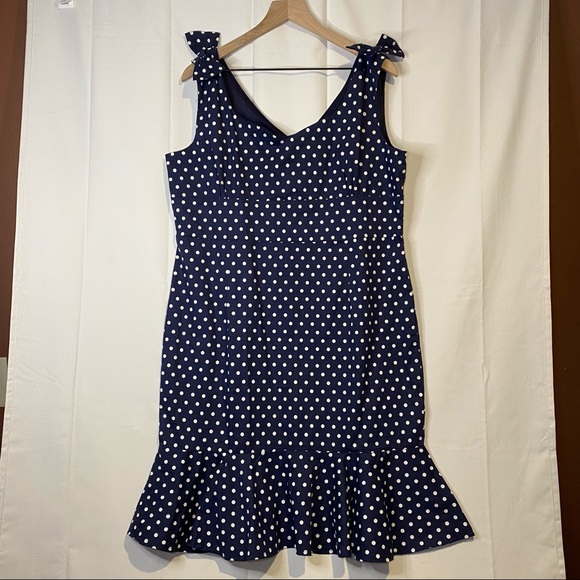 Lindy Bop Navy Polka Dot Mini Dress - Picture 2 of 15